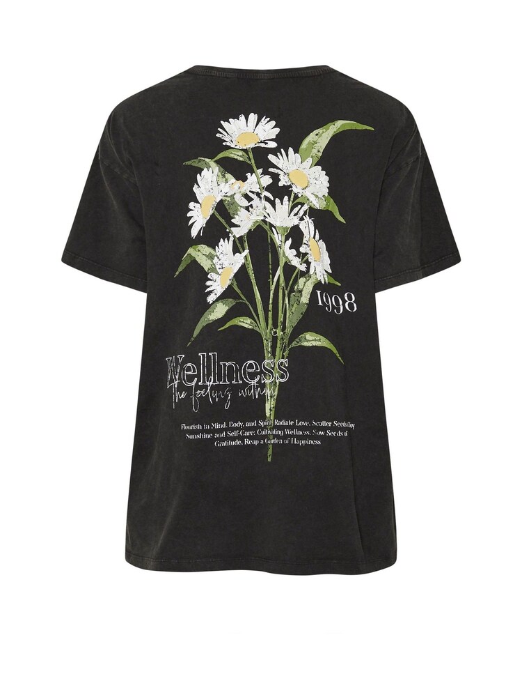 Yours Curve Black Acid Wash Relaxed 100% Cotton T-Shirt - Image 6 of 6 Yours Curve Black Acid Wash Relaxed 100% Cotton T-Shirt - Image 6 of 6