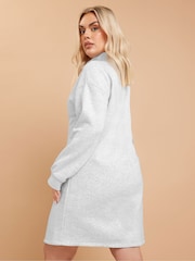 Yours Curve Grey Zip Neck Jumper Dress - Image 3 of 5
