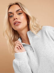 Yours Curve Grey Zip Neck Jumper Dress - Image 4 of 5