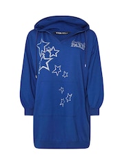 Yours Curve Blue 'Paris' Star Print Longline Hoodie - Image 5 of 5