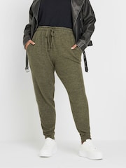 Yours Curve Green Burgundy Soft Touch Joggers - Image 1 of 5