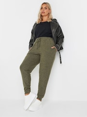 Yours Curve Green Burgundy Soft Touch Joggers - Image 2 of 5