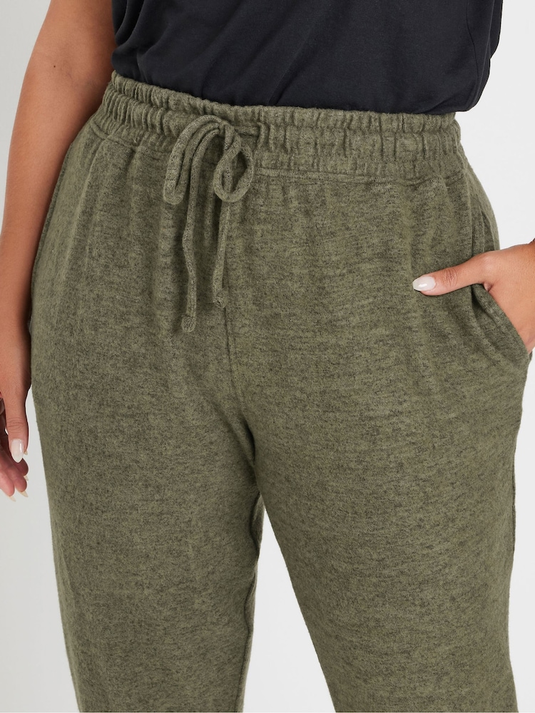 Yours Curve Green Burgundy Soft Touch Joggers - Image 4 of 5