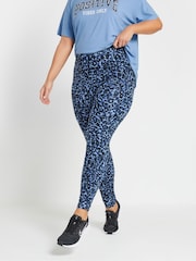 Yours Curve Blue Animal Print Swirl Active Leggings - Image 1 of 6