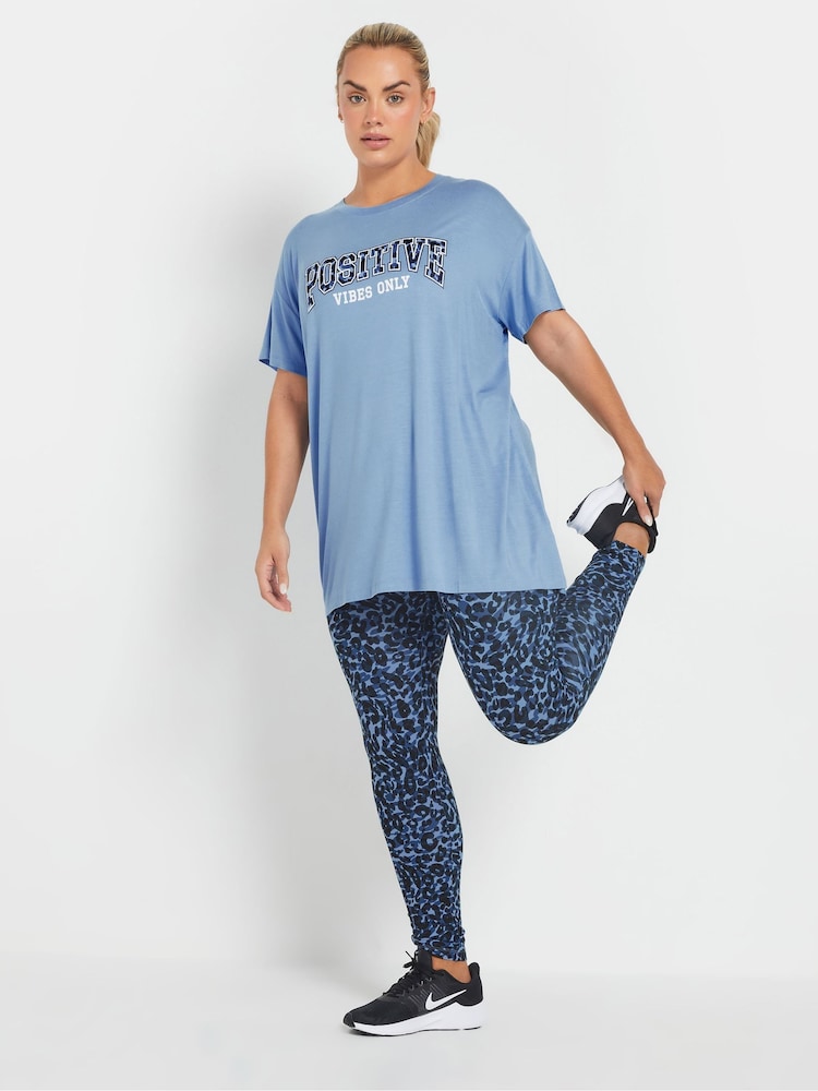 Yours Curve Blue Animal Print Swirl Active Leggings - Image 2 of 6