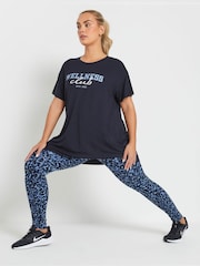 Yours Curve Blue Animal Print Swirl Active Leggings - Image 3 of 6