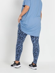 Yours Curve Blue Animal Print Swirl Active Leggings - Image 4 of 6