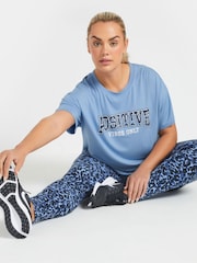 Yours Curve Blue Animal Print Swirl Active Leggings - Image 5 of 6