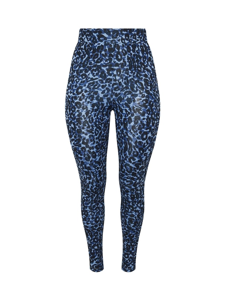 Yours Curve Blue Animal Print Swirl Active Leggings - Image 6 of 6