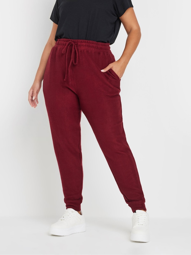 Yours Curve Burgundy Red Burgundy Soft Touch Joggers - Image 1 of 5