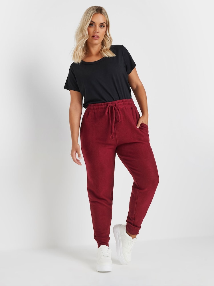 Yours Curve Burgundy Red Burgundy Soft Touch Joggers - Image 3 of 5