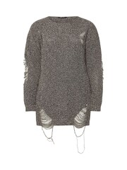 Yours Curve Brown Distressed Detailed Jumper - Image 5 of 5