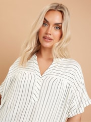 Yours Curve White Stripe Notchneck Blouse - Image 4 of 5