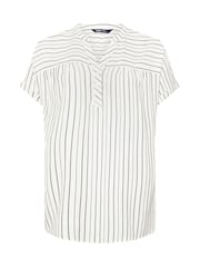 Yours Curve White Stripe Notchneck Blouse - Image 5 of 5
