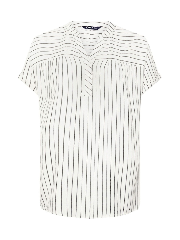 Yours Curve White Stripe Notchneck Blouse - Image 5 of 5