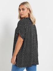 Yours Curve Black Dot Structured Jersey Shirt - Image 4 of 5