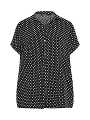 Yours Curve Black Dot Structured Jersey Shirt - Image 5 of 5