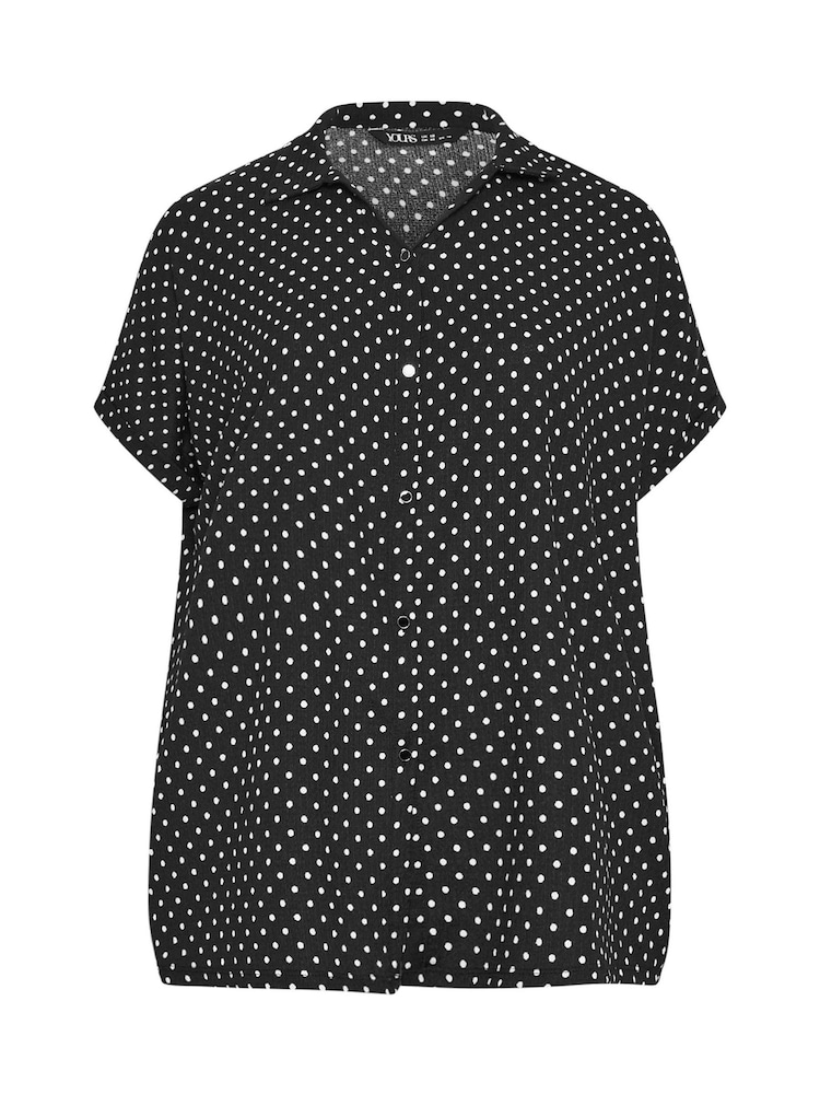 Yours Curve Black Dot Structured Jersey Shirt - Image 5 of 5