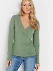 Long Tall Sally Green Long Sleeve Wrap Top 2 Pack - Image 2 of 8