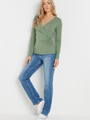 Long Tall Sally Green Long Sleeve Wrap Top 2 Pack - Image 3 of 8