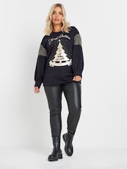 Yours Curve Blue Merry Christmas Diamante Embellished Sweatshirt - Image 2 of 5