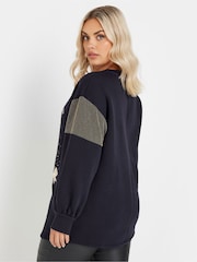 Yours Curve Blue Merry Christmas Diamante Embellished Sweatshirt - Image 3 of 5