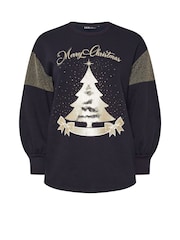 Yours Curve Blue Merry Christmas Diamante Embellished Sweatshirt - Image 5 of 5