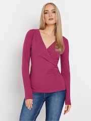 Long Tall Sally Red Long Sleeve Wrap Top 2 Pack - Image 4 of 6