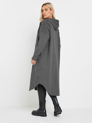 Yours Curve Grey Button Through Hooded Jacket - Image 2 of 5