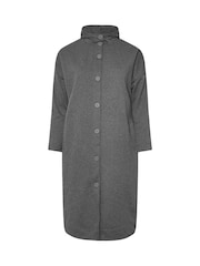 Yours Curve Grey Button Through Hooded Jacket - Image 5 of 5