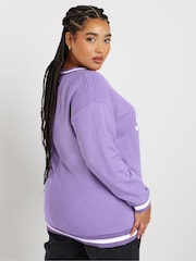 Yours Curve Purple New York Slogan Varsity Sweatshirt - Image 3 of 5