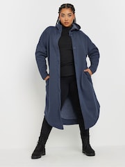 Yours Curve Purple Button Through Hooded Jacket - Image 1 of 5