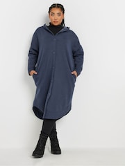Yours Curve Purple Button Through Hooded Jacket - Image 2 of 5
