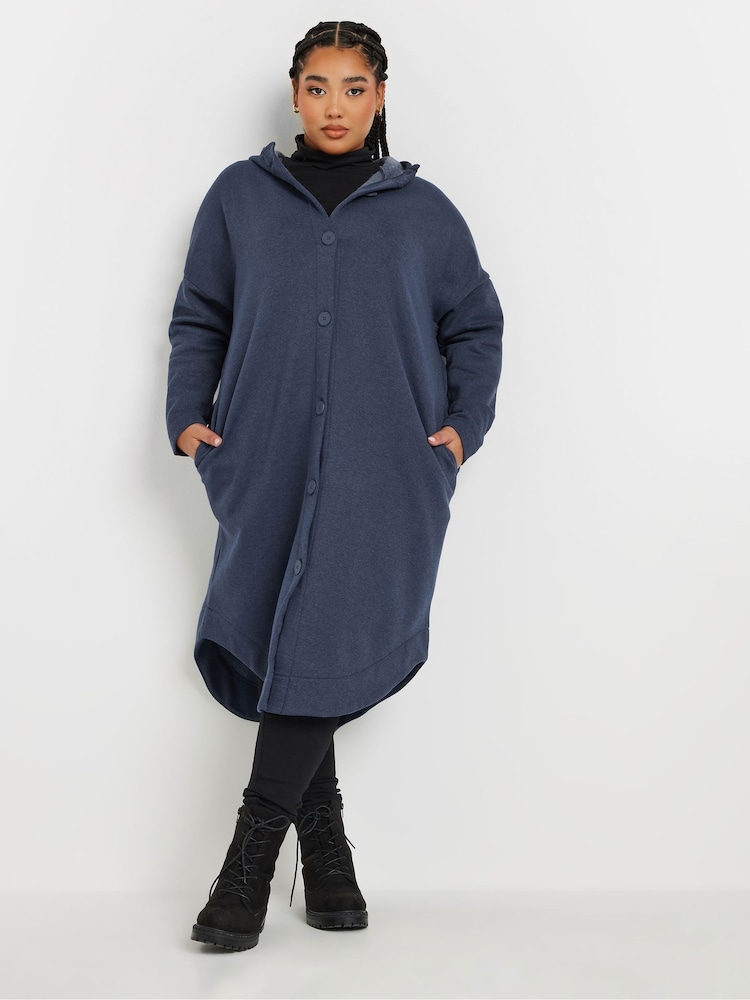 Yours Curve Purple Button Through Hooded Jacket - Image 2 of 5