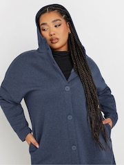 Yours Curve Purple Button Through Hooded Jacket - Image 4 of 5