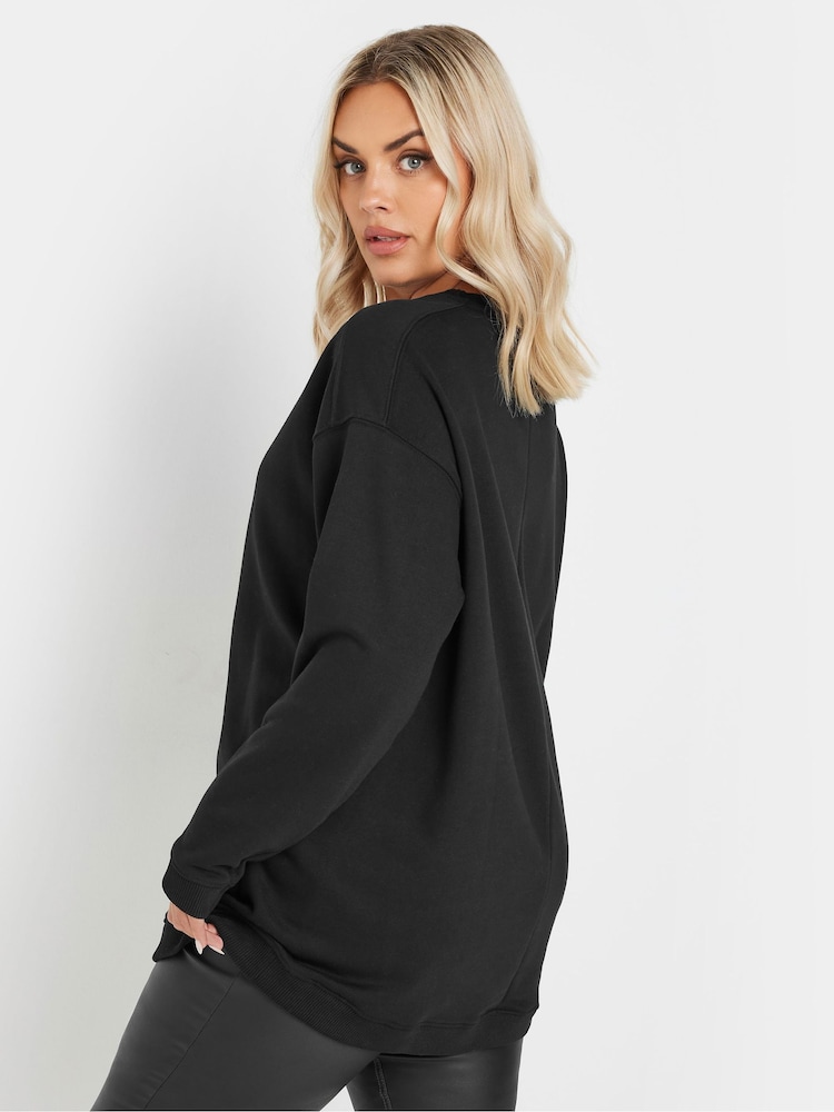 Yours Curve Black Crew Neck 100% Cotton Sweatshirt - Image 2 of 5