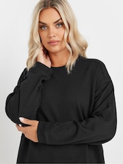Yours Curve Black Crew Neck 100% Cotton Sweatshirt - Image 3 of 5