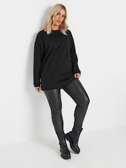 Yours Curve Black Crew Neck 100% Cotton Sweatshirt - Image 4 of 5