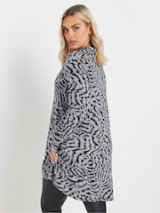 Yours Curve Grey Blurred Animal Print Jersey Shirt - Image 3 of 5