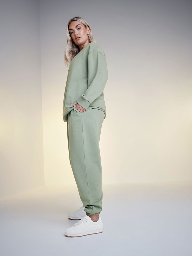 Yours Curve Green Cuffed Joggers - Image 5 of 6