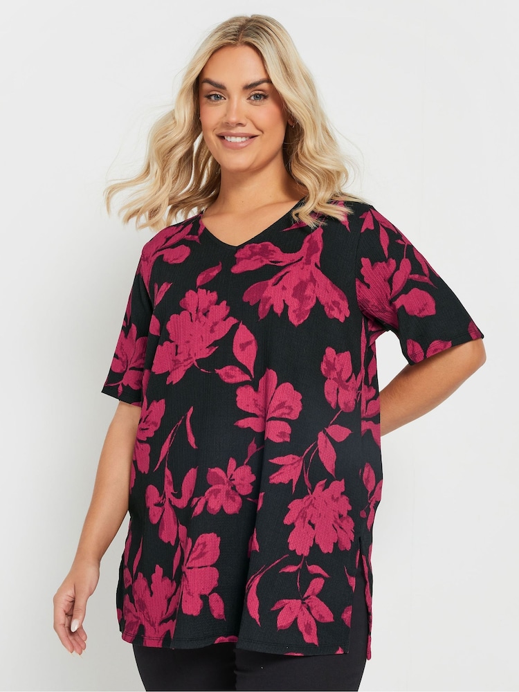Yours Curve Black Textured Top - Image 1 of 5