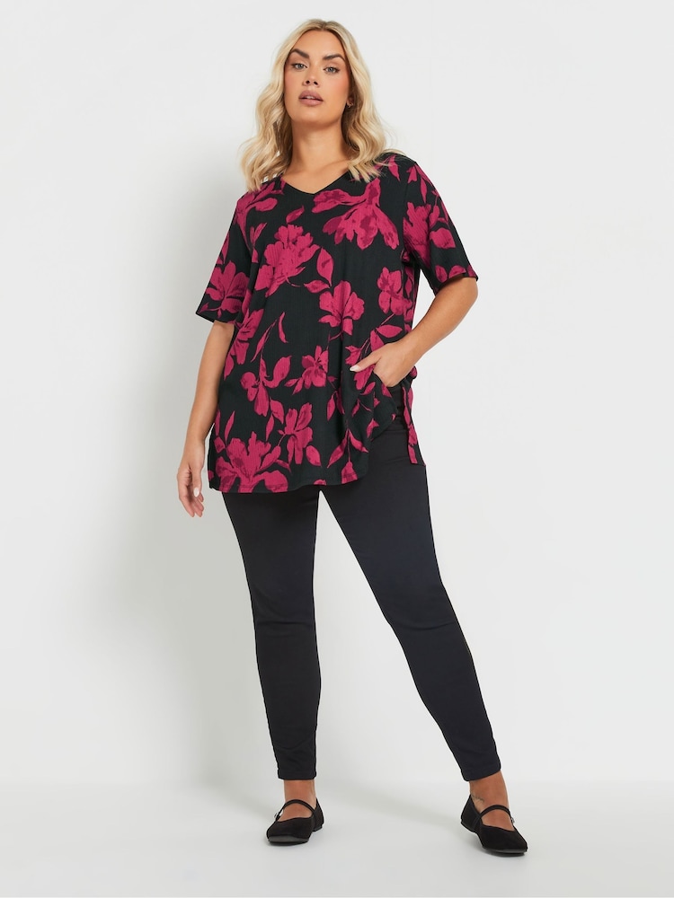 Yours Curve Black Textured Top - Image 2 of 5