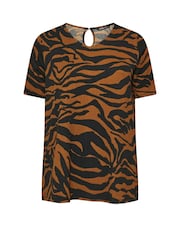 Yours Curve Black Zebra Print Textured Top - Image 5 of 5