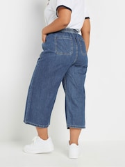 Yours Curve Natural Tie Waist Cropped 100% Cotton Trousers - Image 2 of 5