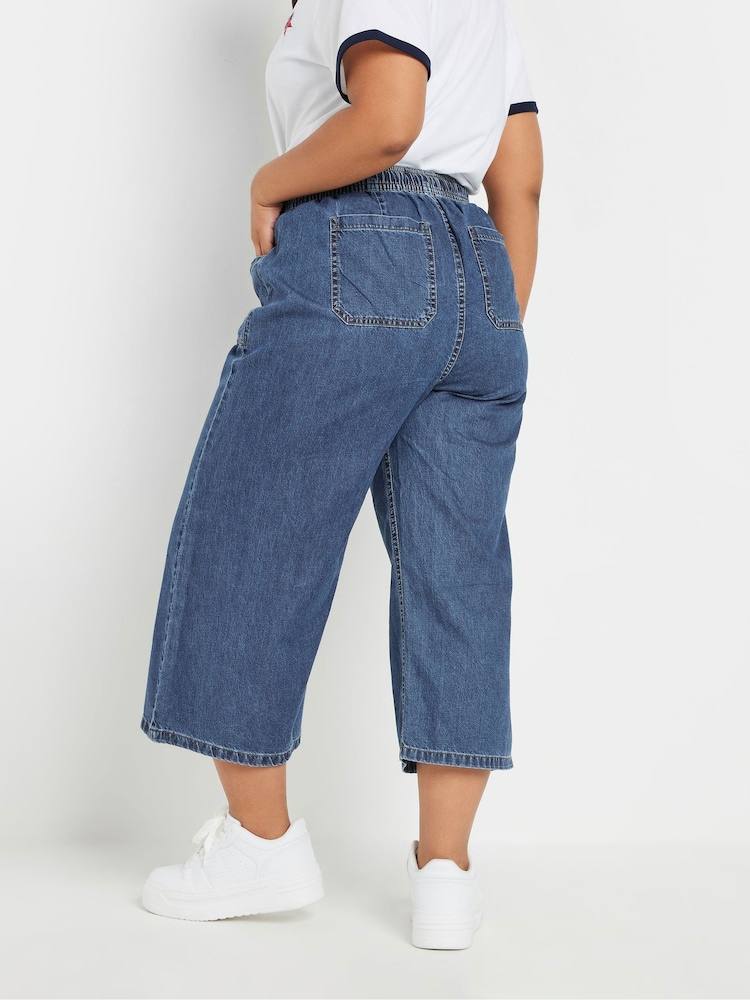 Yours Curve Natural Tie Waist Cropped 100% Cotton Trousers - Image 2 of 5