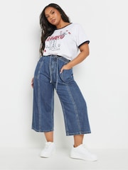 Yours Curve Natural Tie Waist Cropped 100% Cotton Trousers - Image 3 of 5