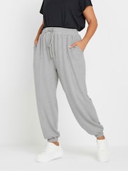 Yours Curve Grey Pleat Front Cuffed Joggers - Image 1 of 6