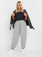 Yours Curve Grey Pleat Front Cuffed Joggers - Image 2 of 6