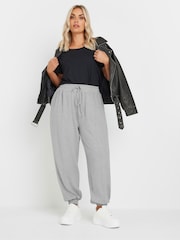 Yours Curve Grey Pleat Front Cuffed Joggers - Image 3 of 6