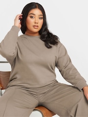 Yours Curve Brown Crew Sweatshirt - Image 1 of 5
